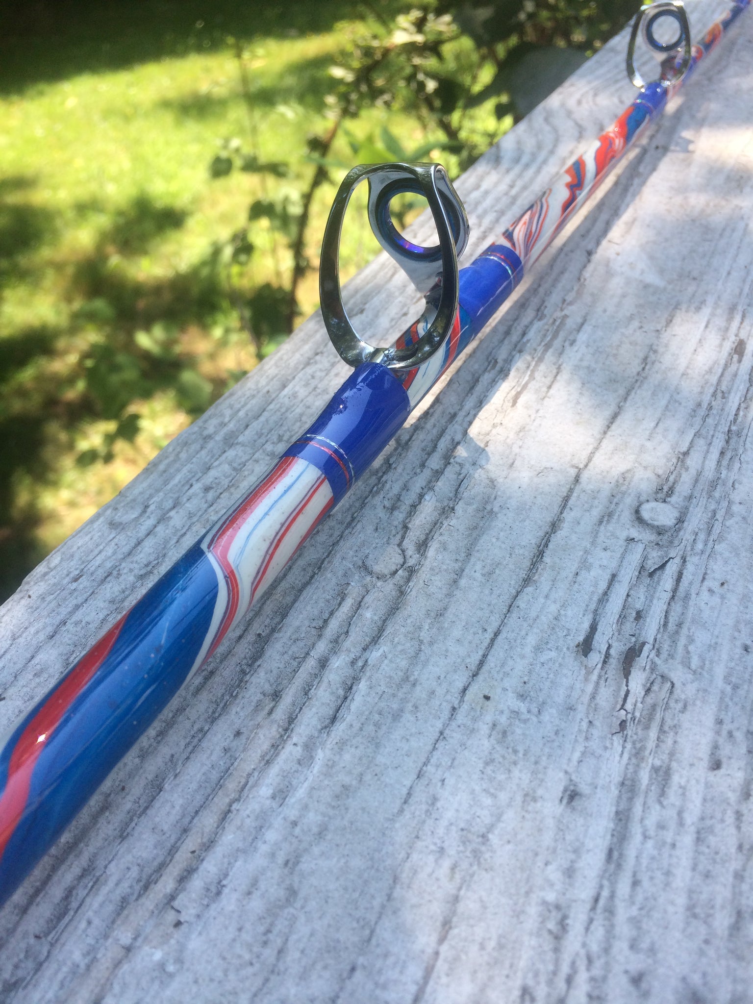 Red White and Blue 15-30 6'6 Med Action – MTK Custom Rods and Repair